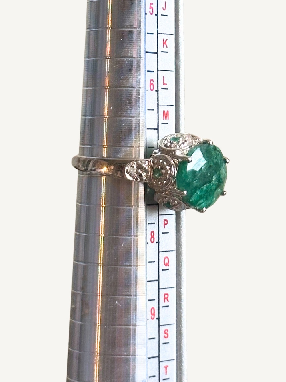 Estate Emerald Ring in Sterling Silver